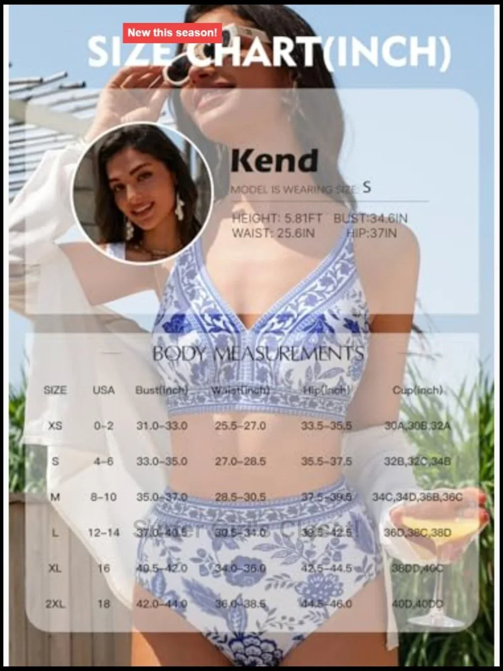 High Waisted Bikini Set V Neck Floral Print Push Up Two Piece Swimsuit Bathing